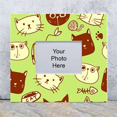 Cute-hand-drawn-cat-seamless-pattern White Wall Photo Frame 5  X 7  by Simbadda