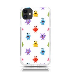 Seamless-pattern-cute-funny-monster-cartoon-isolated-white-background Iphone 11 Tpu Uv Print Case by Simbadda
