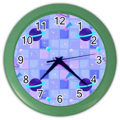 Seamless-pattern-pastel-galaxy-future Color Wall Clock by Simbadda