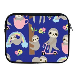 Hand-drawn-cute-sloth-pattern-background Apple Ipad 2/3/4 Zipper Cases by Simbadda