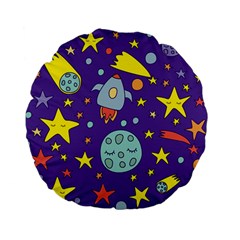 Card-with-lovely-planets Standard 15  Premium Flano Round Cushions by Simbadda