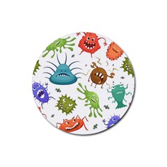 Dangerous-streptococcus-lactobacillus-staphylococcus-others-microbes-cartoon-style-vector-seamless-p Rubber Coaster (round) by Simbadda