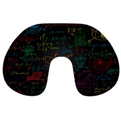 Mathematical-colorful-formulas-drawn-by-hand-black-chalkboard Travel Neck Pillow by Simbadda