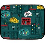 Seamless-pattern-hand-drawn-with-vehicles-buildings-road Two Sides Fleece Blanket (Mini) 35 x27  Blanket Front