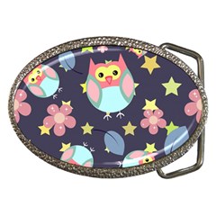 Owl-stars-pattern-background Belt Buckles by Simbadda