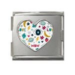 Love Pattern Mega Link Heart Italian Charm (18mm) Front