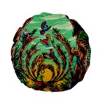 Monkey Tiger Bird Parrot Forest Jungle Style Standard 15  Premium Round Cushions Front