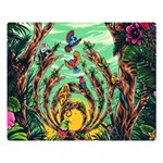 Monkey Tiger Bird Parrot Forest Jungle Style Two Sides Premium Plush Fleece Blanket (Large) 80 x60  Blanket Front