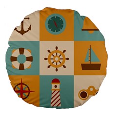 Nautical Elements Collection Large 18  Premium Flano Round Cushions by Bangk1t