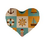 Nautical Elements Collection Standard 16  Premium Flano Heart Shape Cushions Back