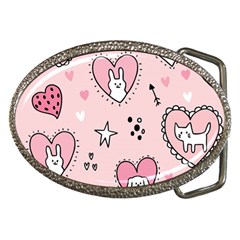 Cartoon Cute Valentines Day Doodle Heart Love Flower Seamless Pattern Vector Belt Buckles by Bangk1t