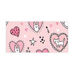 Cartoon Cute Valentines Day Doodle Heart Love Flower Seamless Pattern Vector Yoga Headband by Bangk1t