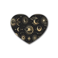 Asian-set With Clouds Moon-sun Stars Vector Collection Oriental Chinese Japanese Korean Style Rubber Heart Coaster (4 Pack) by Bangk1t