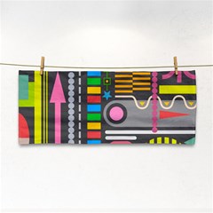 Pattern Geometric Abstract Colorful Arrows Lines Circles Triangles Hand Towel by Bangk1t