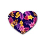 Tropical Pattern Rubber Heart Coaster (4 pack) Front