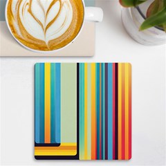 Colorful Rainbow Striped Pattern Stripes Background Uv Print Square Tile Coaster  by Bangk1t