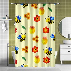 Seamless Background Honey Bee Wallpaper Texture Shower Curtain 48  X 72  (small)  by Bangk1t