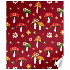 Woodland Mushroom And Daisy Seamless Pattern On Red Backgrounds Canvas 20  X 24  by Amaryn4rt