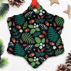 Pattern Forest Leaf Fruits Flowers Motif Ornament (snowflake) by Amaryn4rt