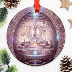 Cosmic Egg Sacred Geometry Art Ornament (round) by Grandong