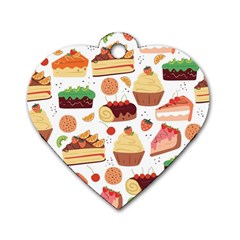 Dessert And Cake For Food Pattern Dog Tag Heart (one Side) by Grandong