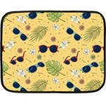 Seamless Pattern Of Sunglasses Tropical Leaves And Flower Two Sides Fleece Blanket (Mini) 35 x27  Blanket Back