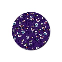 Eye Artwork Decor Eyes Pattern Purple Form Backgrounds Illustration Rubber Coaster (round) by Grandong