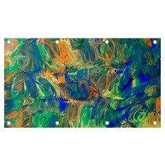 Blue On Green Flow Banner And Sign 7  X 4  by kaleidomarblingart