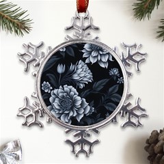 Pattern Flower Design Nature Metal Large Snowflake Ornament by Grandong