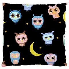 Cute-owl-doodles-with-moon-star-seamless-pattern Large Cushion Case (two Sides) by pakminggu