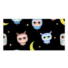 Cute-owl-doodles-with-moon-star-seamless-pattern Satin Shawl 45  X 80  by pakminggu