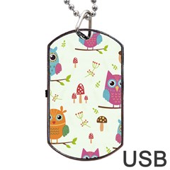 Forest-seamless-pattern-with-cute-owls Dog Tag Usb Flash (two Sides) by pakminggu