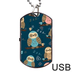 Seamless-pattern-owls-dreaming Dog Tag Usb Flash (one Side) by pakminggu