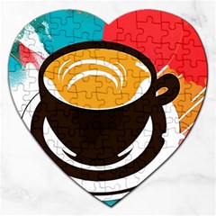 Coffee Tea Cappuccino Jigsaw Puzzle (heart) by uniart180623