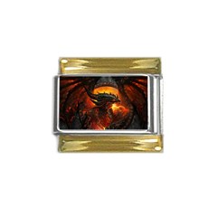 Dragon Art Fire Digital Fantasy Gold Trim Italian Charm (9mm) by Bedest