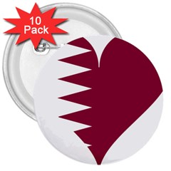 Heart-love-flag-qatar 3  Buttons (10 Pack)  by Bedest