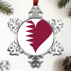 Heart-love-flag-qatar Metal Small Snowflake Ornament by Bedest