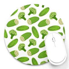 Vegetable Pattern With Composition Broccoli Round Mousepad by pakminggu