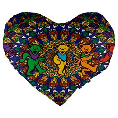 Dead Dancing Bears Grateful Dead Pattern Large 19  Premium Heart Shape Cushions by Grandong