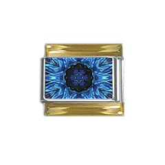 Background-blue-flower Gold Trim Italian Charm (9mm) by Bedest