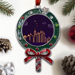 Skyscraper Town Urban Towers Metal X mas Lollipop With Crystal Ornament by pakminggu