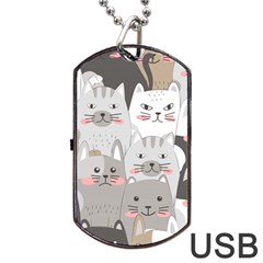 Cute Cats Seamless Pattern Dog Tag Usb Flash (two Sides) by pakminggu