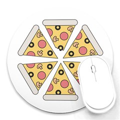 Pizza-slice-food-italian Round Mousepad by Cowasu