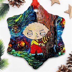 Cartoon Starry Night Vincent Van Gogh Ornament (snowflake) by Sarkoni