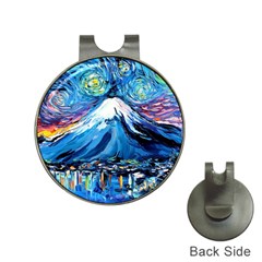 Mount Fuji Art Starry Night Van Gogh Hat Clips With Golf Markers by Sarkoni