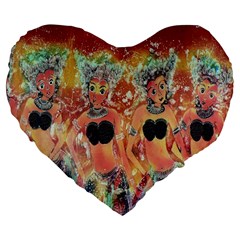 Indonesia-lukisan-picture Large 19  Premium Flano Heart Shape Cushions by nateshop