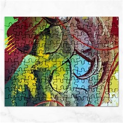 Detail Of A Bright Abstract Painted Art Background Texture Colors Rectangular Jigsaw Puzzl by Ndabl3x