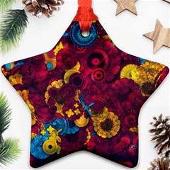 Psychedelic Digital Art Colorful Flower Abstract Multi Colored Ornament (star) by Bedest