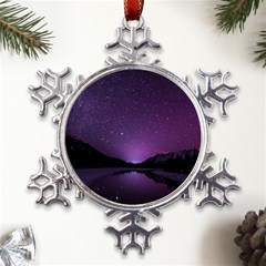 Dark Purple Aesthetic Landscape Metal Large Snowflake Ornament by Sarkoni