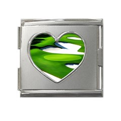 Golf Course Par Green Mega Link Heart Italian Charm (18mm) by Sarkoni